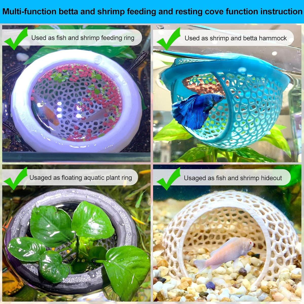 2pcs Pink Floating Betta Hammock for Aquarium,Betta Resting spot and Hide cave,Betta Fish Tank Decor Toy,Fish Feeder Ring,Shrimp Log Bed for Aquarium Accessories(Pink, 1pcs Big and 1pcs Small)