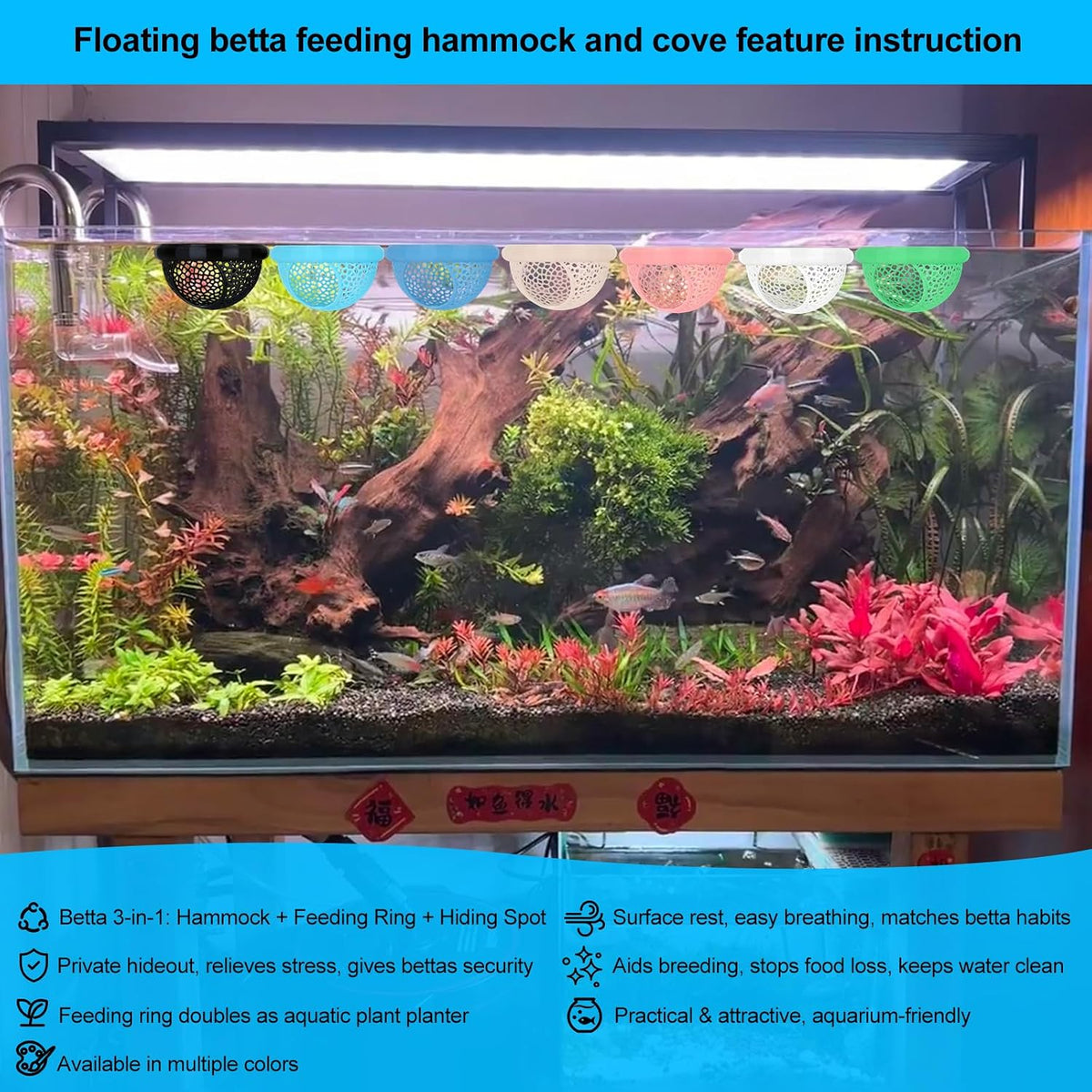 2pcs Pink Floating Betta Hammock for Aquarium,Betta Resting spot and Hide cave,Betta Fish Tank Decor Toy,Fish Feeder Ring,Shrimp Log Bed for Aquarium Accessories(Pink, 1pcs Big and 1pcs Small)