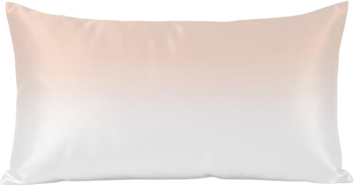 Dreamy Peach Satin Pillowcase for Hair and Skin, Pink and White Gradient Silk Pillow Cases with Hidden Zipper, Smooth Pillow Covers for Sleeping Standard Size Set of 1, 20"×40"