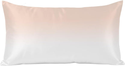 Dreamy Peach Satin Pillowcase for Hair and Skin, Pink and White Gradient Silk Pillow Cases with Hidden Zipper, Smooth Pillow Covers for Sleeping Standard Size Set of 1, 20"×40"