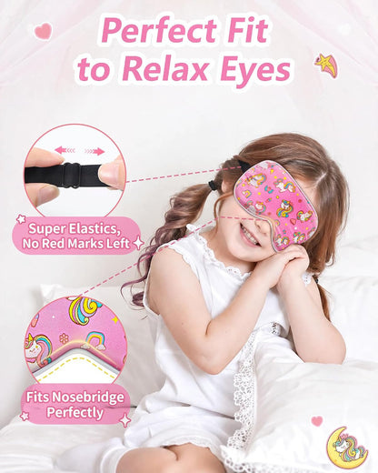 Kids 100% Real Silk Sleep Mask, Girls Blackout Eye Masks (2 Pack)