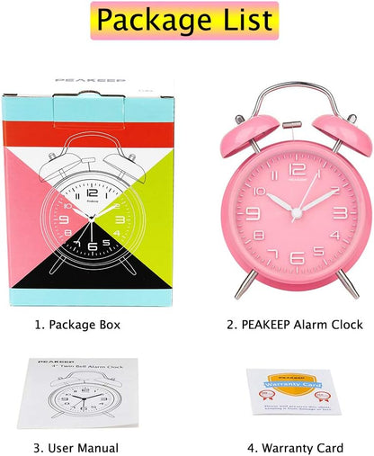 4 Inches Twin Bell Loud Alarm Clock for Heavy Sleepers