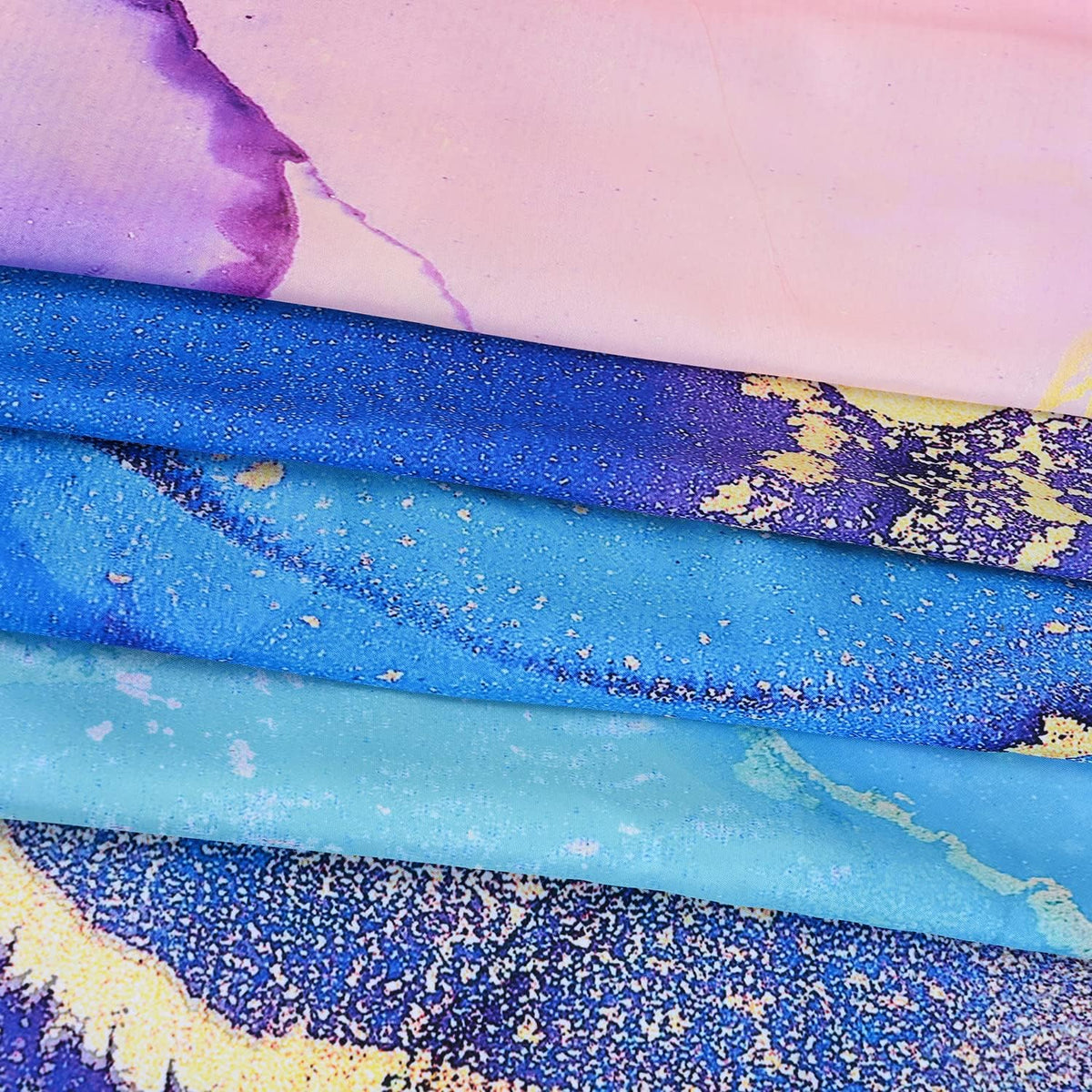 Purple Marble Shower Curtain, Blue Abstract Bathroom Curtain, Colorful Ombre Shower Curtains Set with 12 Hooks, Pink and Gold Bathroom Decor, 72"x72"