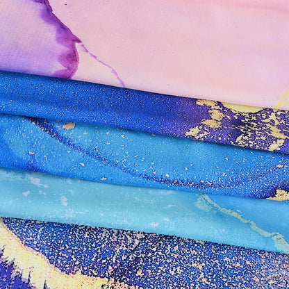 Purple Marble Shower Curtain, Blue Abstract Bathroom Curtain, Colorful Ombre Shower Curtains Set with 12 Hooks, Pink and Gold Bathroom Decor, 72"x72"
