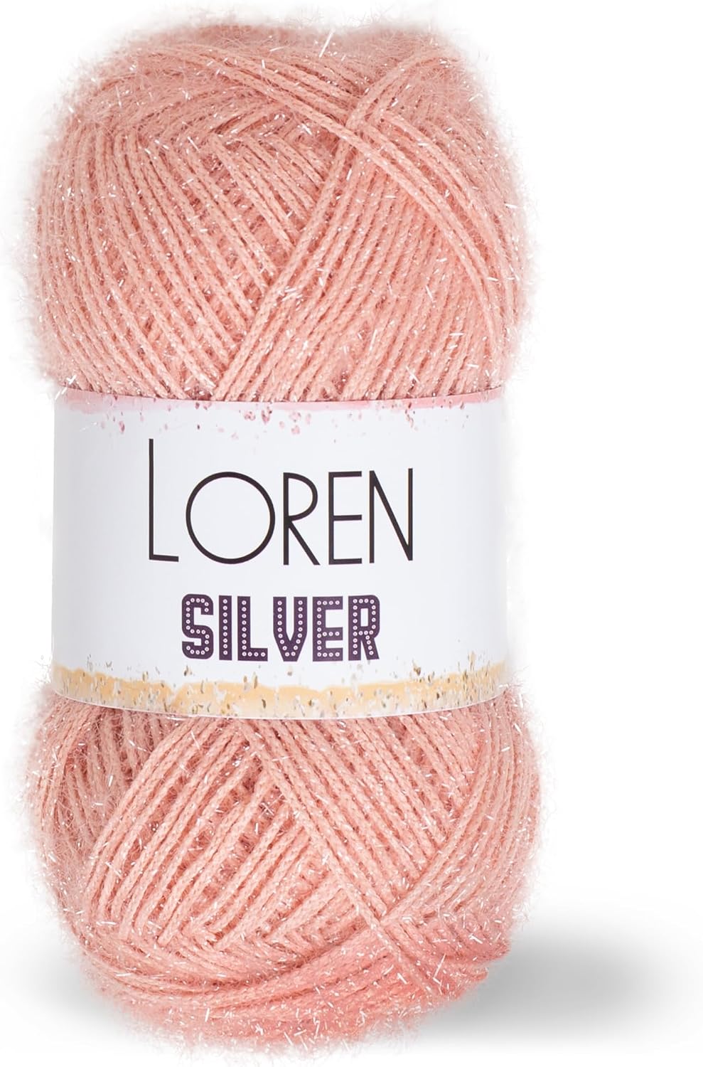 1 Skein Silver, Metallic Sparkle Yarn for Knitting, Crochet, 100 Grams (3.5 oz), 195 Meters (213 Yards),%70 Micro Polyester%30 Metallic Glitter, Sheen Yarn, Powder Pink - RS0040