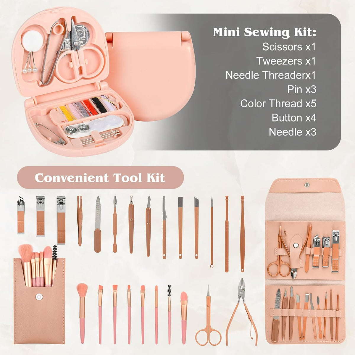 Bridal Emergency Kit for Wedding Day for Bride Weddings Ultimate Set with 36 Pcs Essentials Items for Brides | Ideal W-edding Day & Daily Use Pink