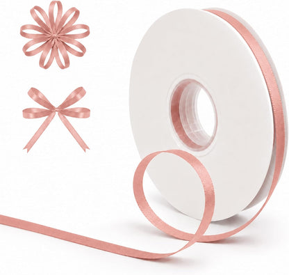 50 Yards Peach Pink Satin Ribbon 1/4 Inch Double Face Ribbon for Gift Wrapping Bouquets Crafts Wedding Decoration
