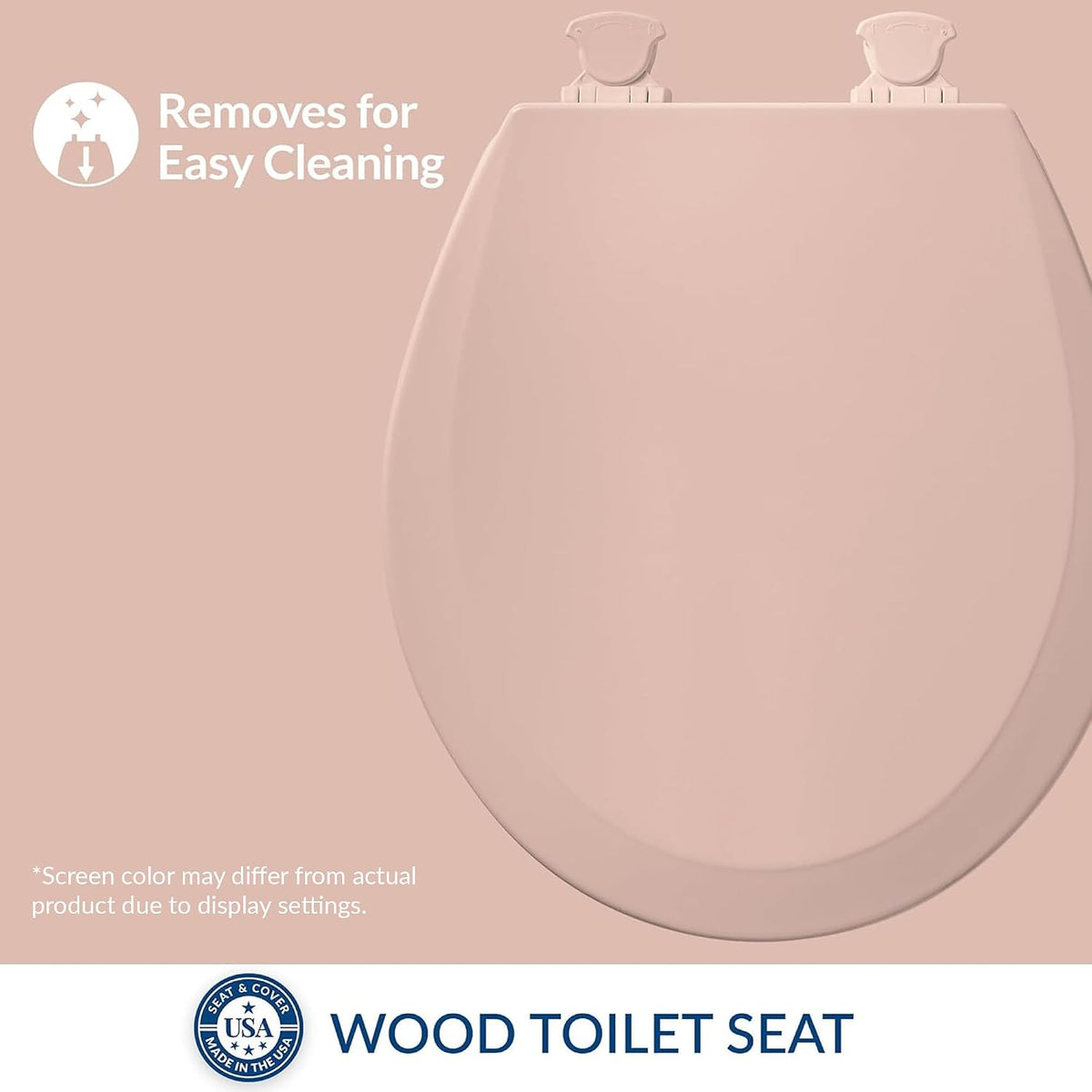 500EC 063 Toilet Seat with Easy Clean & Change Hinges, 1 Pack Round, Venetian Pink