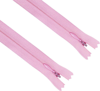 2PCS #3 7 Inch Pink Invisible Zippers for Sewing Skirts, Nylon Coil Bulk Zippers for Pocket, Pillow(Pink 7" 2PCS)