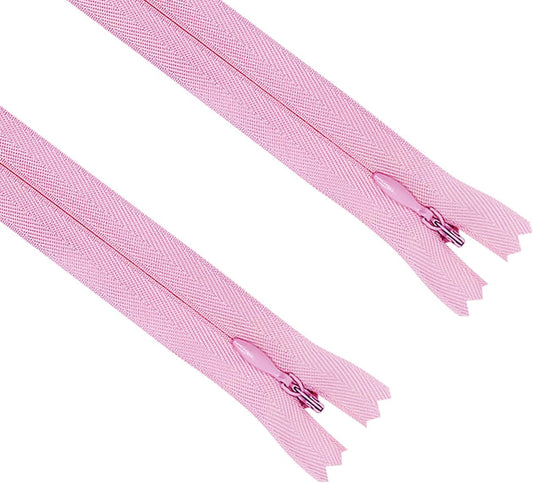 2PCS #3 7 Inch Pink Invisible Zippers for Sewing Skirts, Nylon Coil Bulk Zippers for Pocket, Pillow(Pink 7" 2PCS)