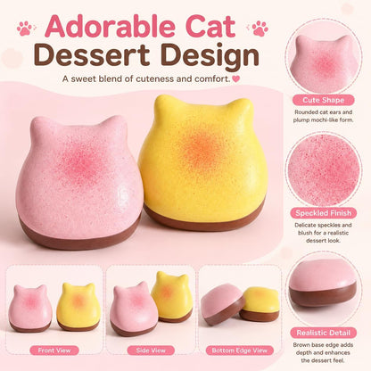 Cute Cat Sticky Bread Squishy Fidget Toys,Slow Rising Squeeze Toy,Realistic Food Moist and Soft for Stress Relief, Hand Exercise, Desk Play, Party Favors Gifts (Pink)