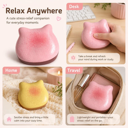 Cute Cat Sticky Bread Squishy Fidget Toys,Slow Rising Squeeze Toy,Realistic Food Moist and Soft for Stress Relief, Hand Exercise, Desk Play, Party Favors Gifts (Pink)