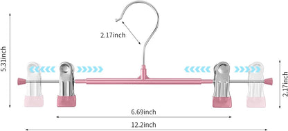Pants Hangers with Clips Skirt Hangers, 12 Inch 50 Pack, Pink