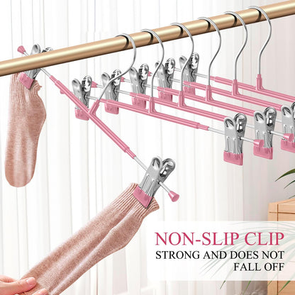 Pants Hangers with Clips Skirt Hangers, 12 Inch 50 Pack, Pink
