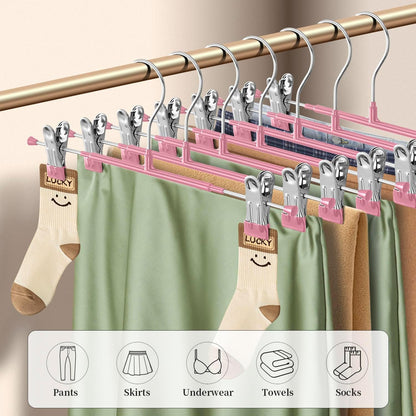 Pants Hangers with Clips Skirt Hangers, 12 Inch 50 Pack, Pink
