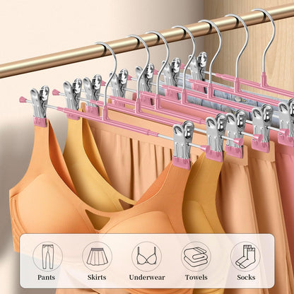 Pants Hangers with Clips Skirt Hangers, 12 Inch 50 Pack, Pink