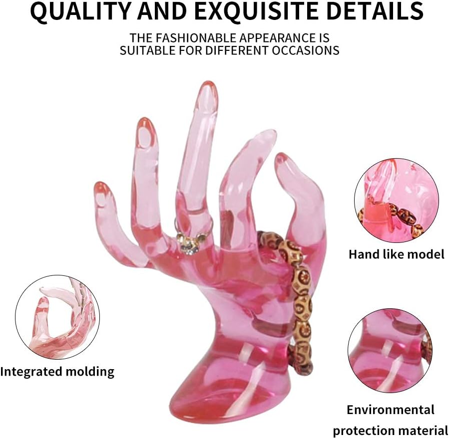 Pink Hand Stand Displays Rings Bracelets Watches & Chains