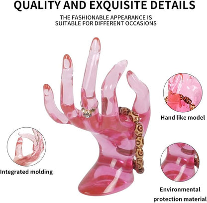 Pink Hand Stand Displays Rings Bracelets Watches & Chains