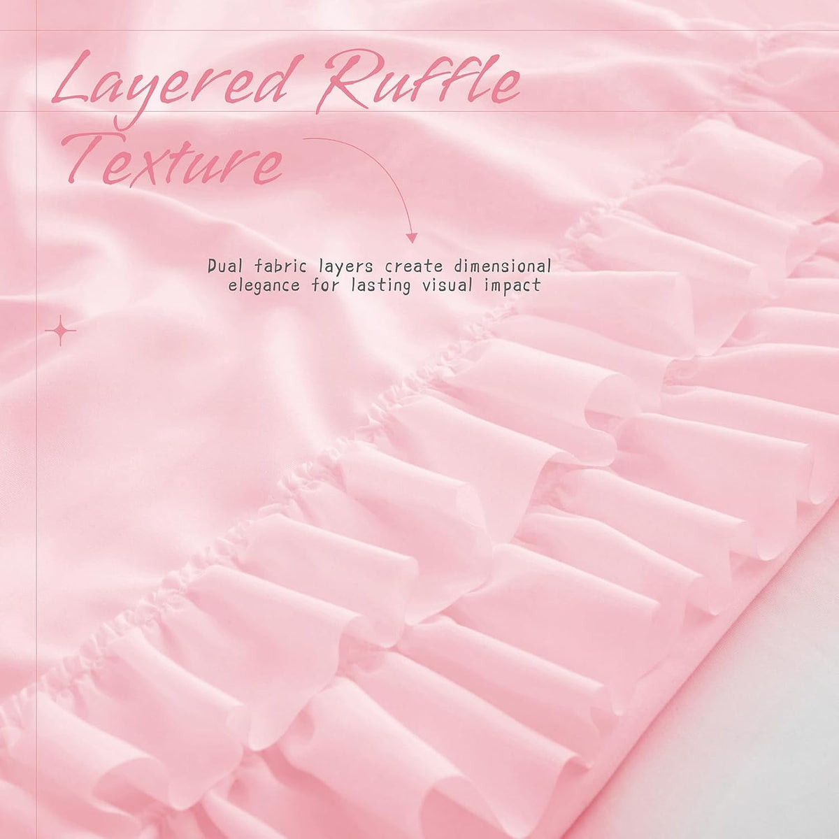 Vonty Pink Ruffled Pillow Cases Set of 2, Standard Size, 20x26 Inch