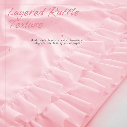 Vonty Pink Ruffled Pillow Cases Set of 2, Standard Size, 20x26 Inch