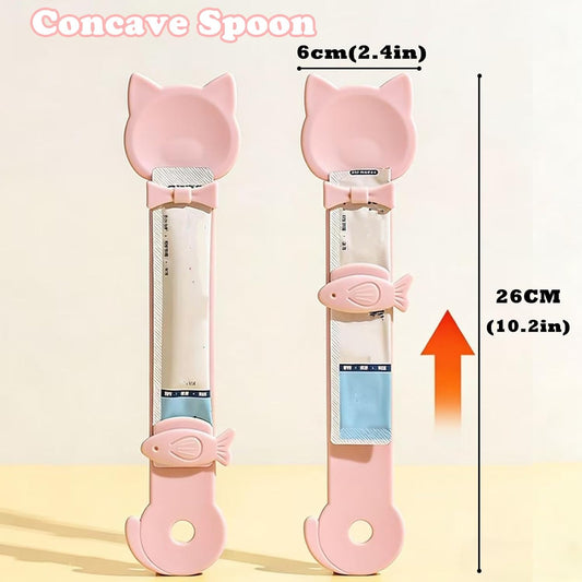 Cat Treat Spoon Squeeze & 3 Pcs Can Lids | Cat Treat Feeder for Liquid Snack | Universal Silicone Pet Can Covers BPA Free | Churu Spoon Dispenser(Pink)