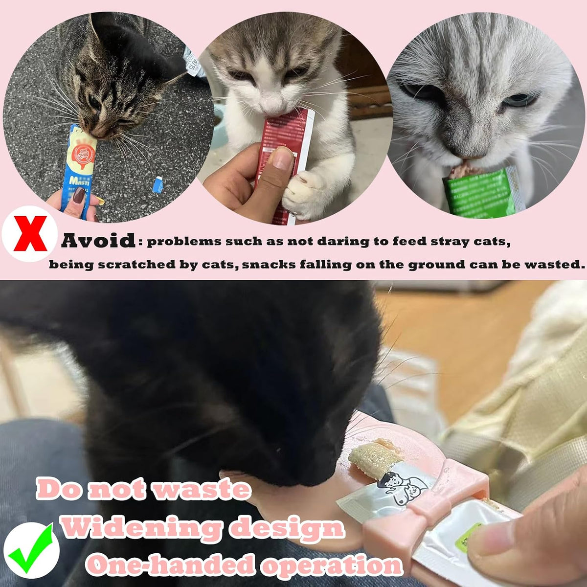 Cat Treat Spoon Squeeze & 3 Pcs Can Lids | Cat Treat Feeder for Liquid Snack | Universal Silicone Pet Can Covers BPA Free | Churu Spoon Dispenser(Pink)