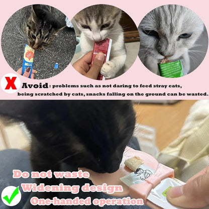 Cat Treat Spoon Squeeze & 3 Pcs Can Lids | Cat Treat Feeder for Liquid Snack | Universal Silicone Pet Can Covers BPA Free | Churu Spoon Dispenser(Pink)