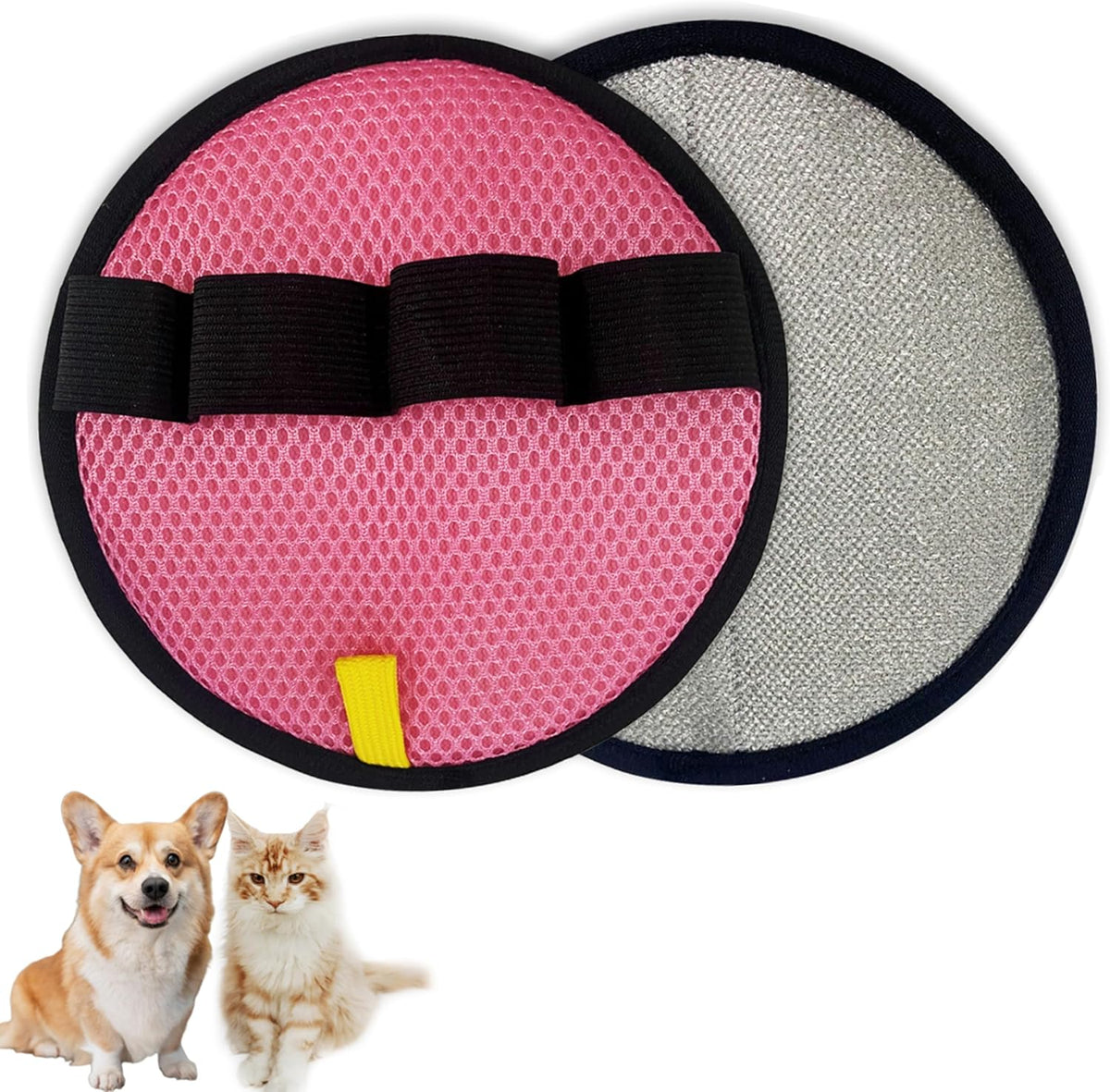 Pet Hair Removal Glove,Circular Reusable Grooming Gloves,2Pack,Pink