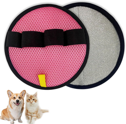 Pet Hair Removal Glove,Circular Reusable Grooming Gloves,2Pack,Pink