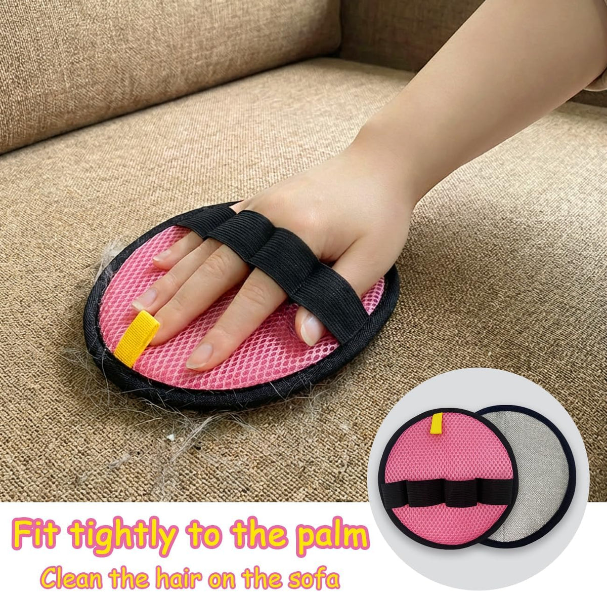 Pet Hair Removal Glove,Circular Reusable Grooming Gloves,2Pack,Pink