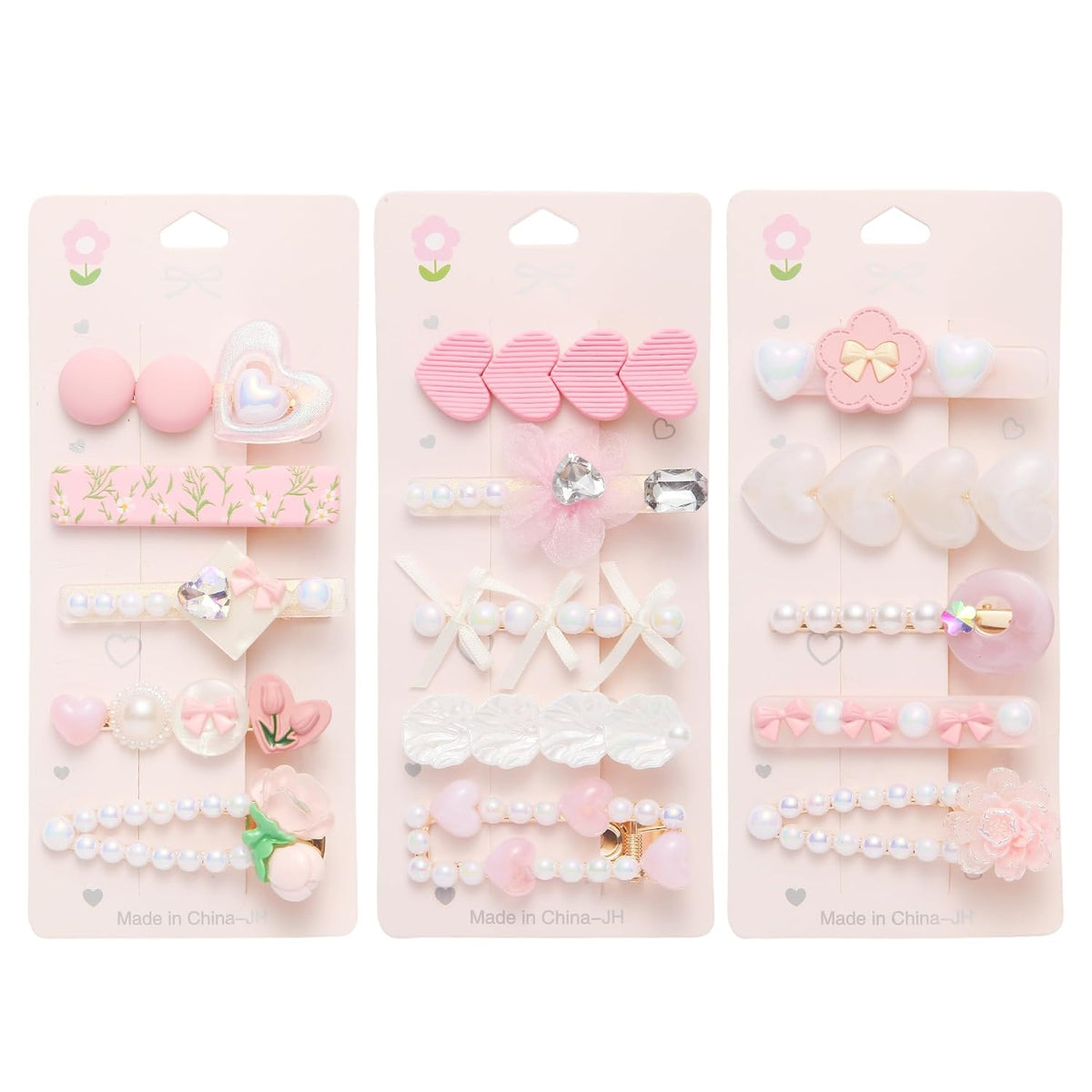 3 pack Hair Clips for Girl and Women 2.36 inch Fashion Hair Clips Set Pearl Acrylic Resin Hair Accessories for Thick Hair