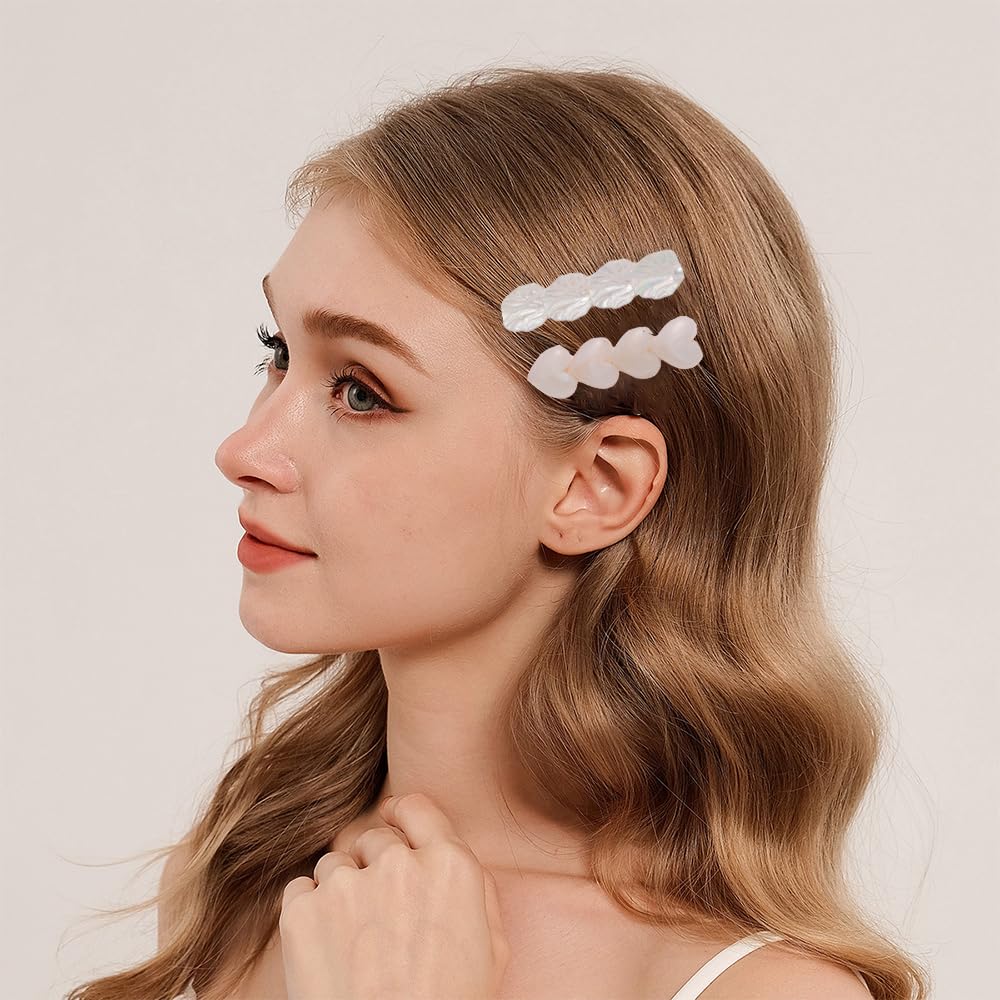 3 pack Hair Clips for Girl and Women 2.36 inch Fashion Hair Clips Set Pearl Acrylic Resin Hair Accessories for Thick Hair