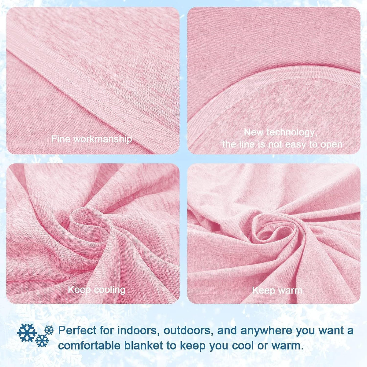 Cooling Blanket for Hot Sleepers Lightweight Summer Cold Thin Blankets for Sleeping, Hot Flashes Night Sweats, Soft Blanket for Bed, Twin Size, Pink
