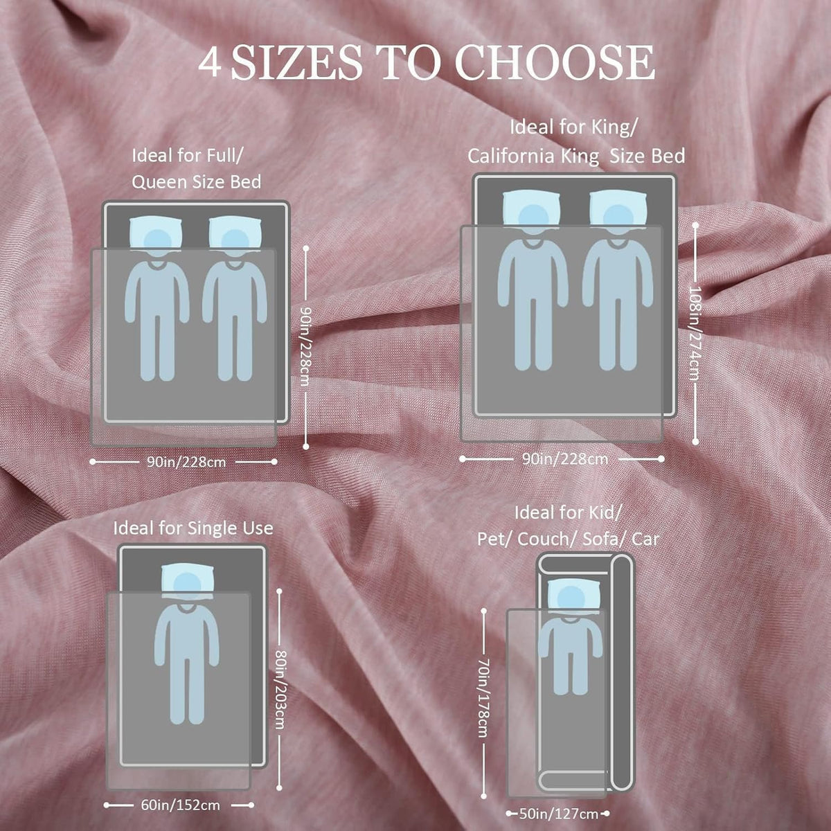 Cooling Blanket for Hot Sleepers Lightweight Summer Cold Thin Blankets for Sleeping, Hot Flashes Night Sweats, Soft Blanket for Bed, Twin Size, Pink