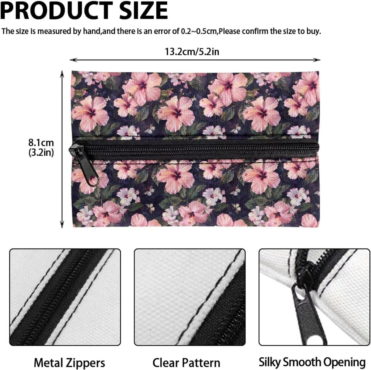Pink Floral Tissue Holder Pocket Tissue Holder for Purse Small Size Reusable Travel Tissue Pouch Coins Tissue Pouch for Bag Car Office Home