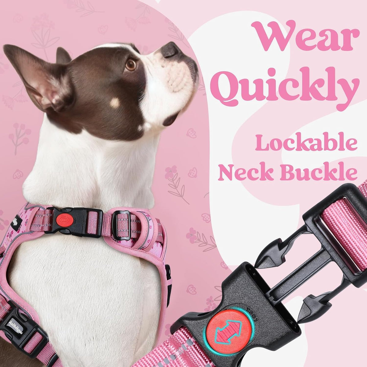 Dog Harness for Large, Updated Easy On & Off with 3 Buckles