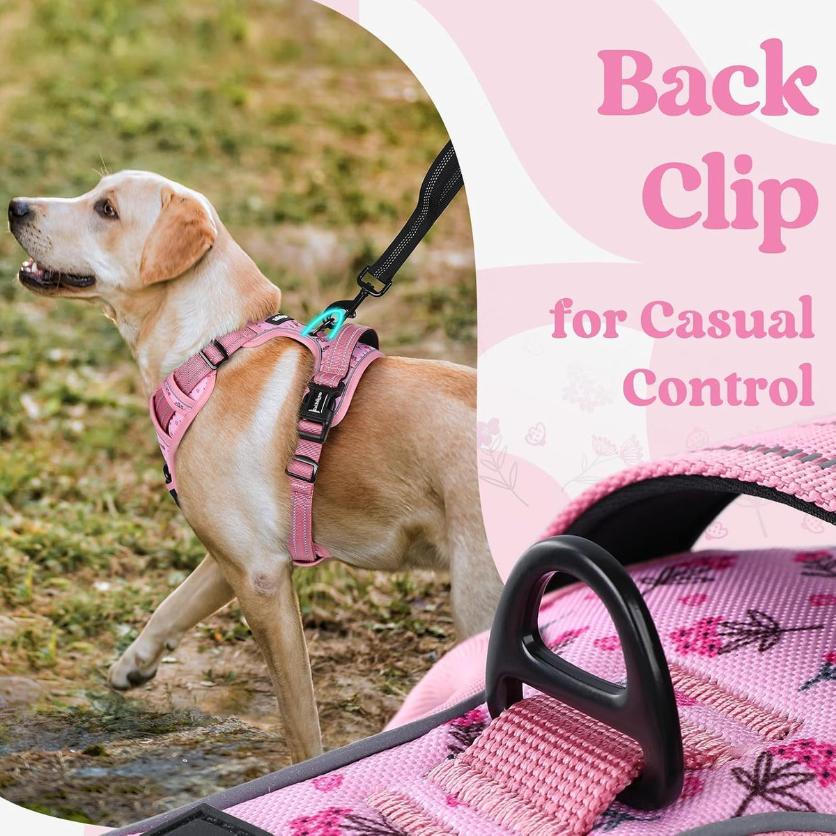 Dog Harness for Large, Updated Easy On & Off with 3 Buckles