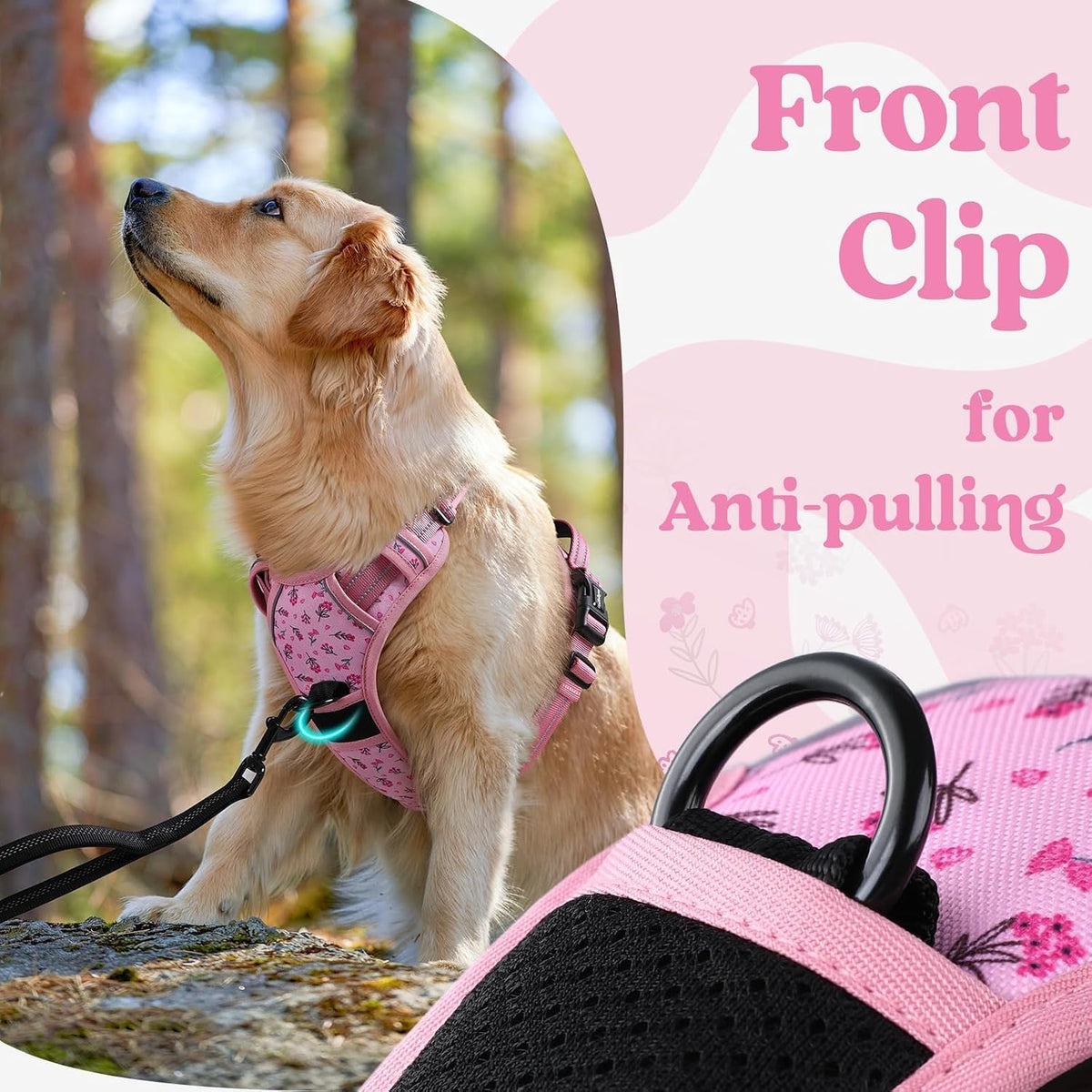 Dog Harness for Large, Updated Easy On & Off with 3 Buckles