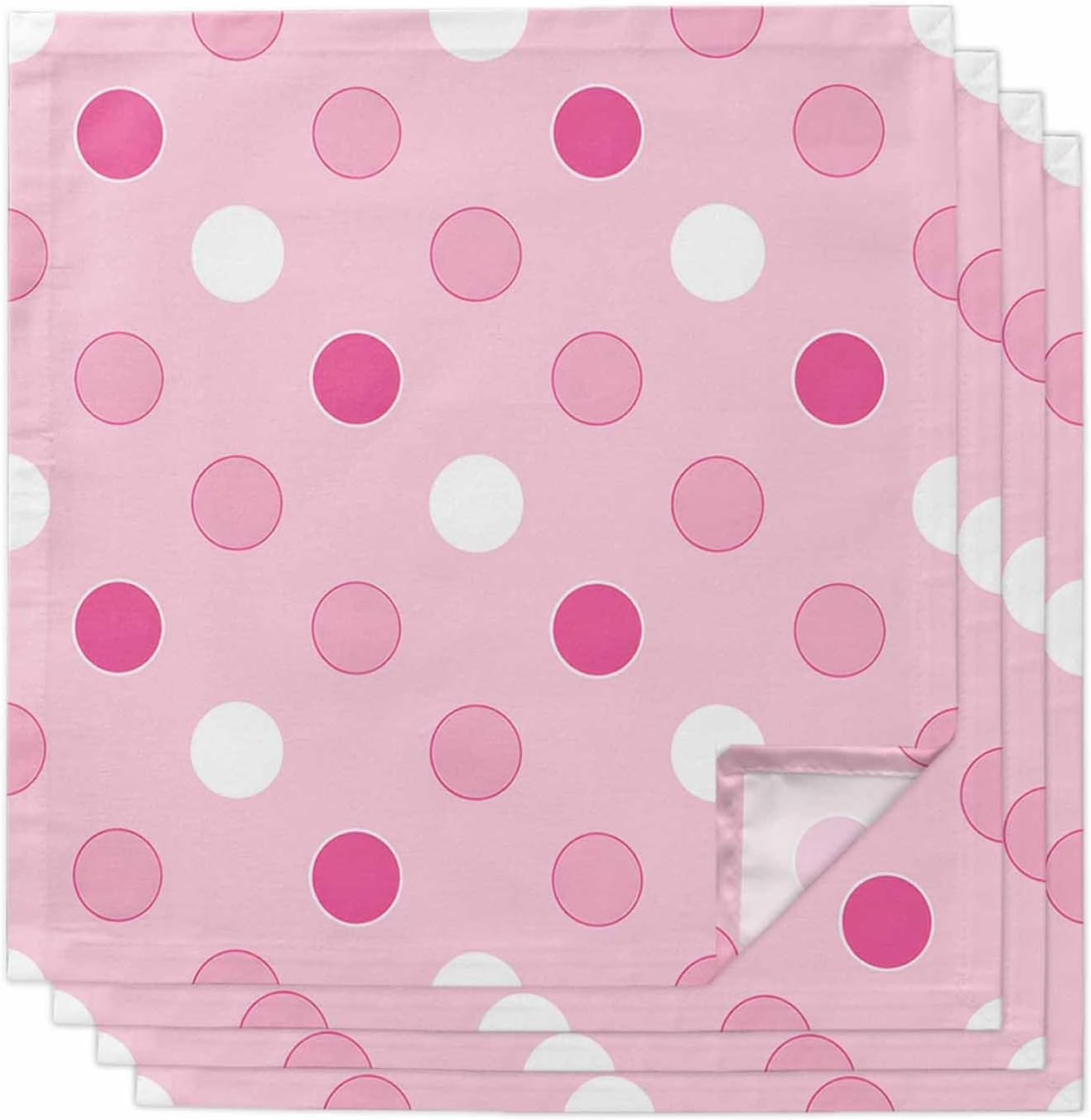 Pastel Pink Polka Dots Cloth Napkins Set of 4 Modern Minimalist Geometric Circles Spots Napkins Cloth Washable Reusable Soft Napkin for Birthday Party Wedding Dining Table Decorations 20x20 Inch