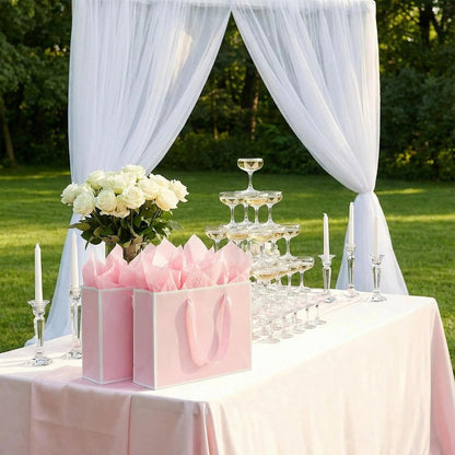 3 Sets Large Gift Bags with Handles, Pink& White, 13.8×10.2×5.1 IN