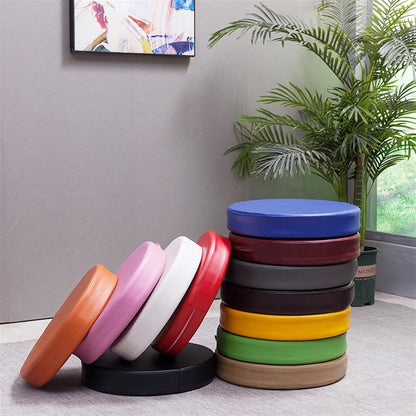 Outdoor Chair Cushions Set of 2 Waterproof Round Seat Cushions with Ties PU Leather Furniture Cushions for Patio Furniture Pink, 16x16x2IN