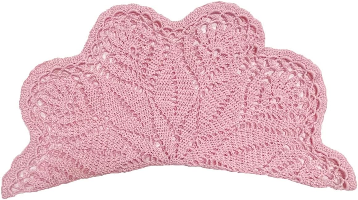 18 in to 20 in Lace Placemat Table Doily Round Handmade Crochet Lily Flower Doilies Wedding Decoration for Bedroom Kitchen Office Desk (1pc, Lily-Pink)