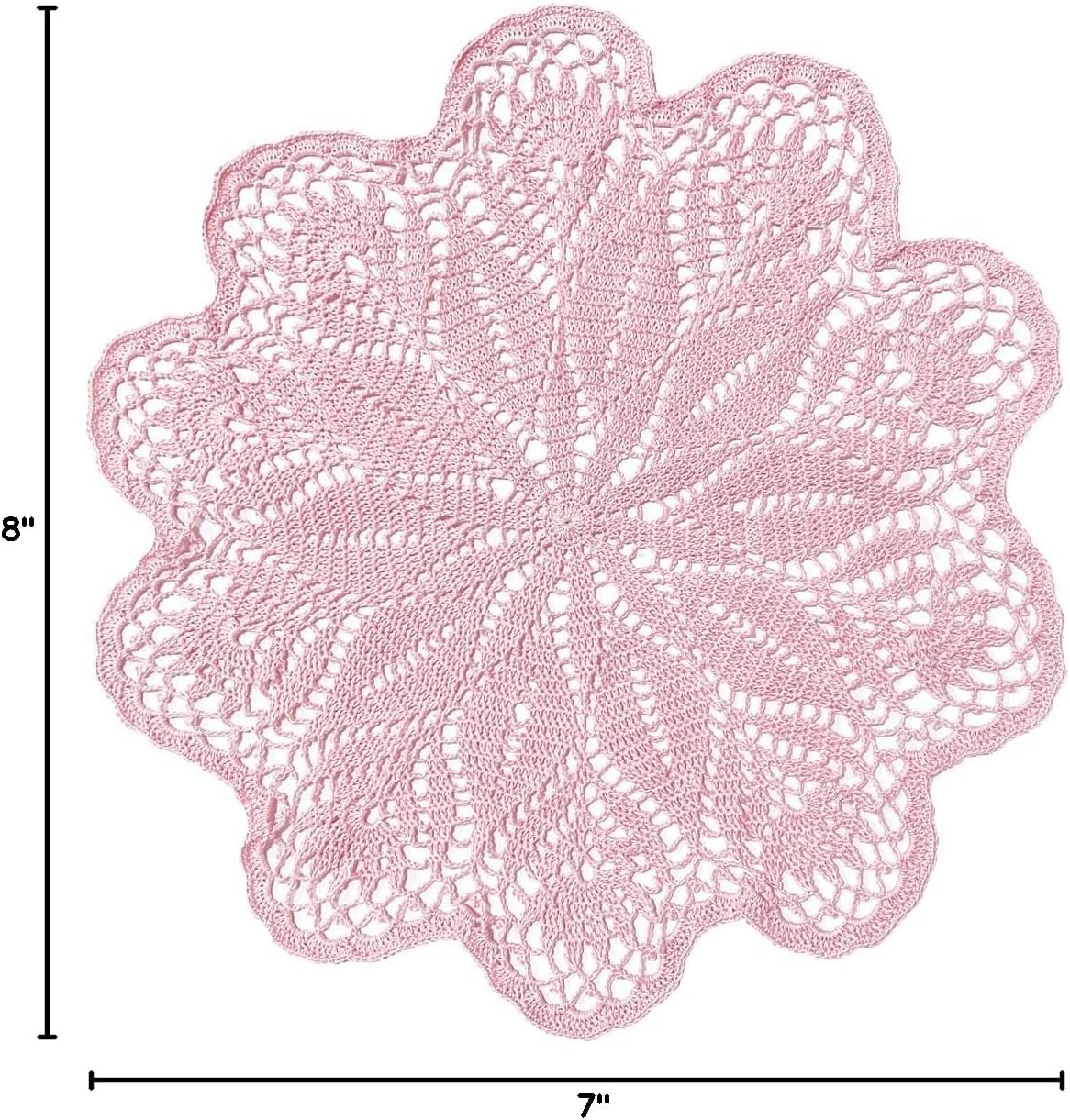 18 in to 20 in Lace Placemat Table Doily Round Handmade Crochet Lily Flower Doilies Wedding Decoration for Bedroom Kitchen Office Desk (1pc, Lily-Pink)