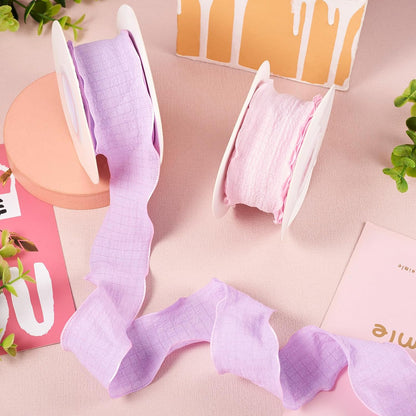Beadthoven 20 Yards 1.57 Inch Wide Ruffled Ribbons Pastel Pink Purple Polyester Fabric Ribbon Decorative Ribbons for Gift Wrapping DIY Dress Hair Bows Flower Bouquets Wedding Birthday Decorations