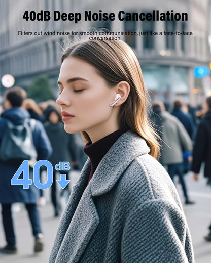 Wireless Earbuds, Bluetooth 5.4 Headphones Bass Stereo/Clear Call,Rose Gold