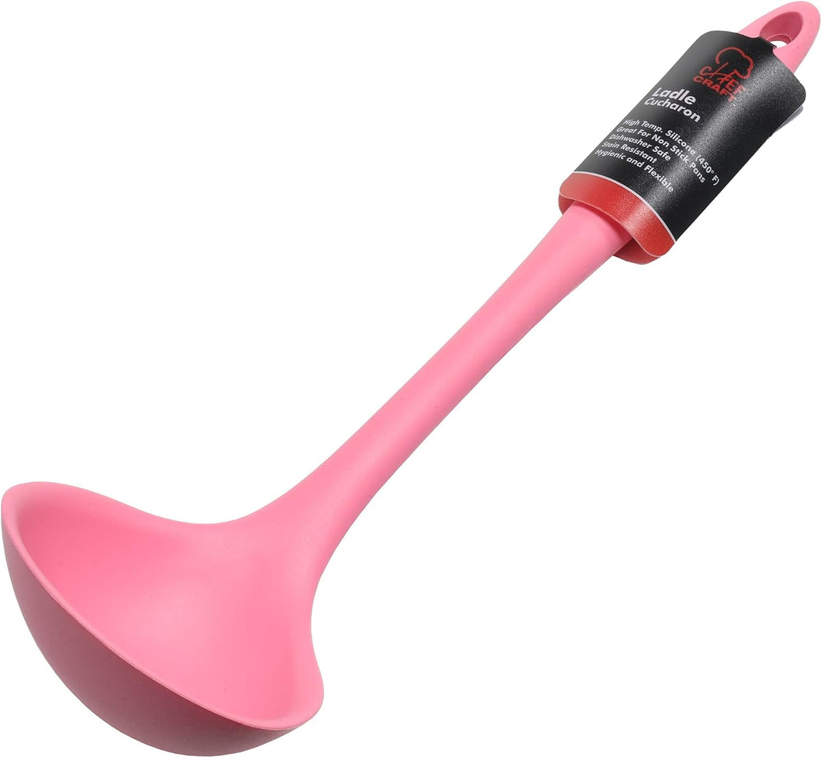 Premium Silicone Cooking Ladle, 11.25 inch, Pink