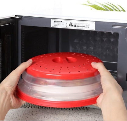 Collapsible Microwave Splatter Cover, 10.5 Inch, Dishwasher-safe, Microwave Plate Cover With Steam Vent，BPA-Free Silicone & Plastic (Light pink)