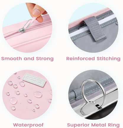 Zipper Binder Bag, 1 Inch Binders 3 Ring O-Ring, 5-Tab Divider Folder