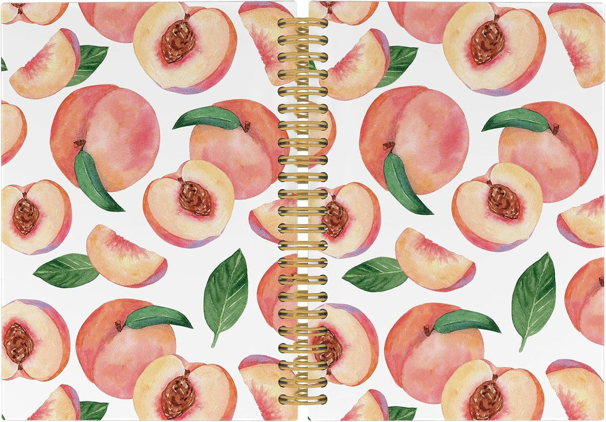 Summer Cute Peach Journal Notebook - Aesthetic Preppy Peach Notebooks College Ruled for Work School, Gifts for Girls, Office Supplies, Hardcover Spiral Notebook 5.5"x8.3"