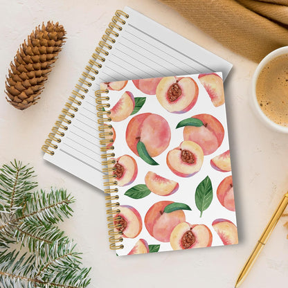 Summer Cute Peach Journal Notebook - Aesthetic Preppy Peach Notebooks College Ruled for Work School, Gifts for Girls, Office Supplies, Hardcover Spiral Notebook 5.5"x8.3"